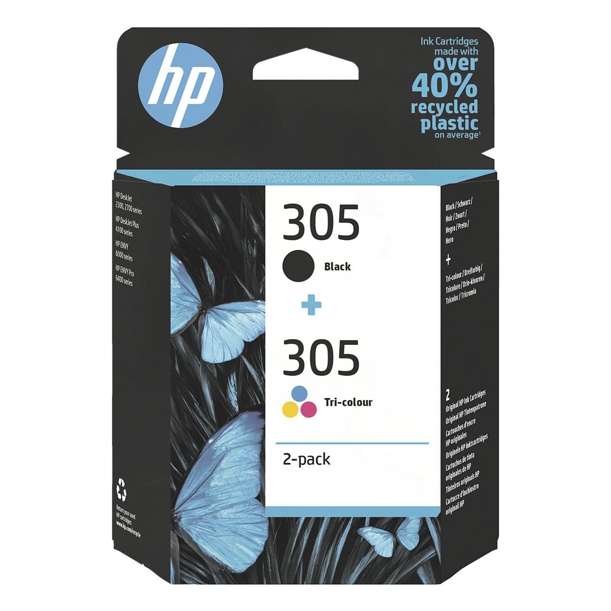 HP Cartouche jet d'encre HP 305 Multipack, lot : noir + 3 couleurs - 6ZD17AE