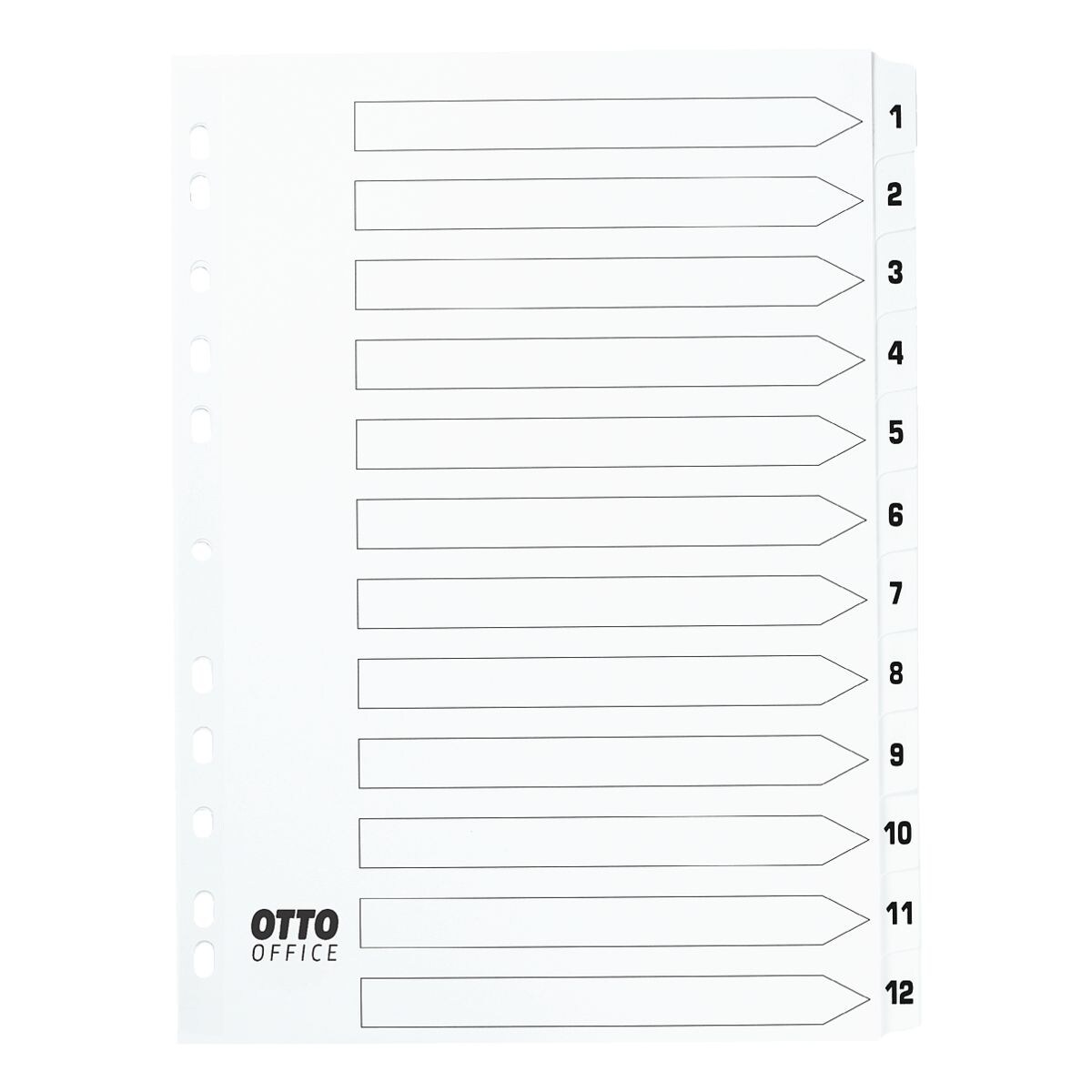 OTTO Office intercalaires, A4, 1-12 12 divisions, blanc, carton
