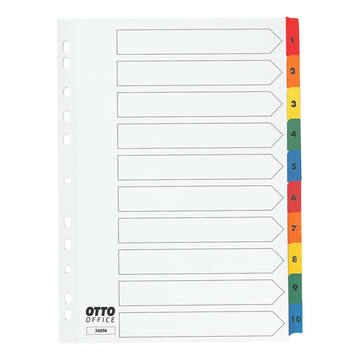 OTTO Office intercalaires, A4, 1-10 10 divisions, blanc / onglets multicolores, carton
