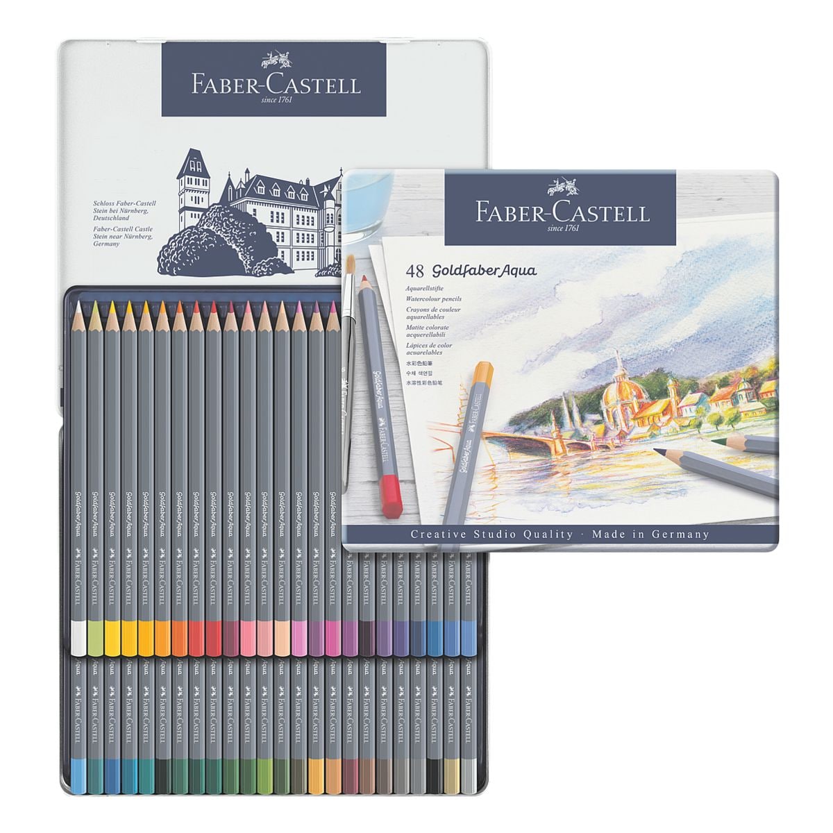 Faber-Castell Etui de 48 crayons de couleur aquarelle  Goldfaber Aqua 