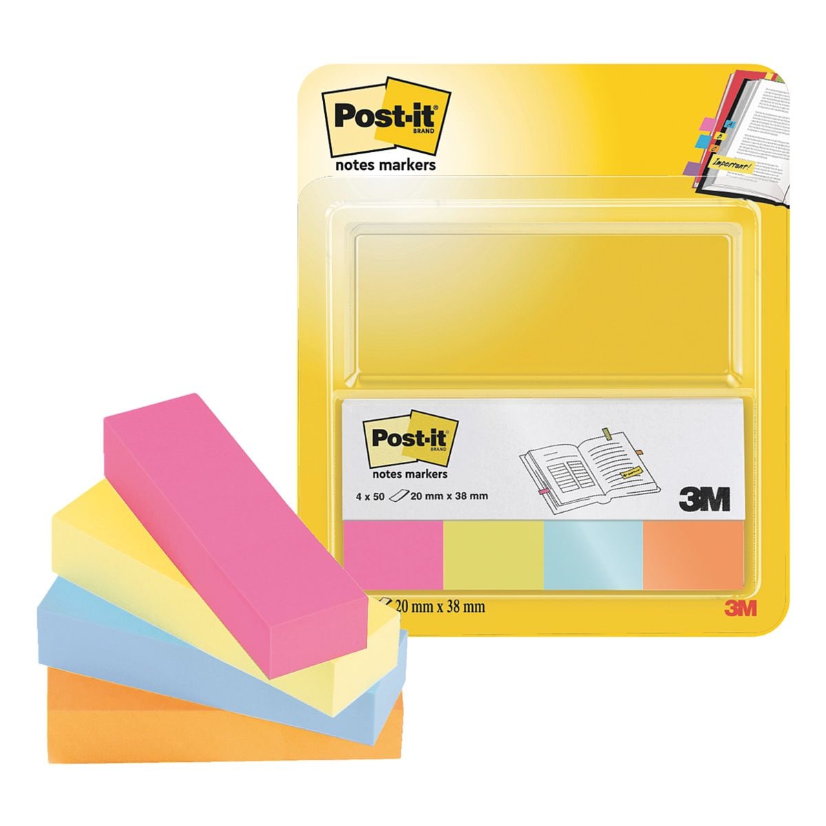 Post-it Notes Markers lot index repositionnables Page Marker Poptimistic Collection 670-4P 20 x 38 mm, papier