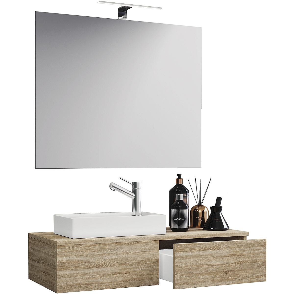 VCM Morgenthaler Lot de 3 meubles de salle de bains « Gudas » miroir