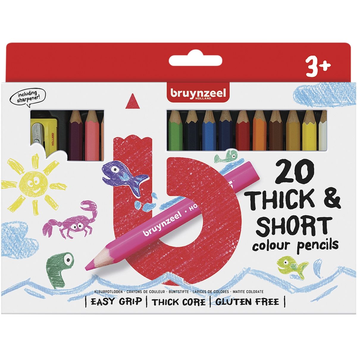 Bruynzeel Lot de 6 crayons de couleur  Thick & Short 