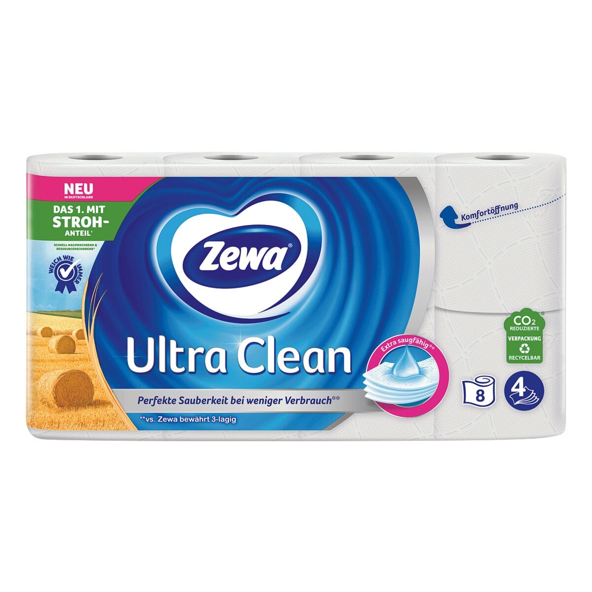 Zewa papier toilette Ultra Clean 4 paisseurs, blanc - 16 rouleaux (1 pack de 16 rouleaux)