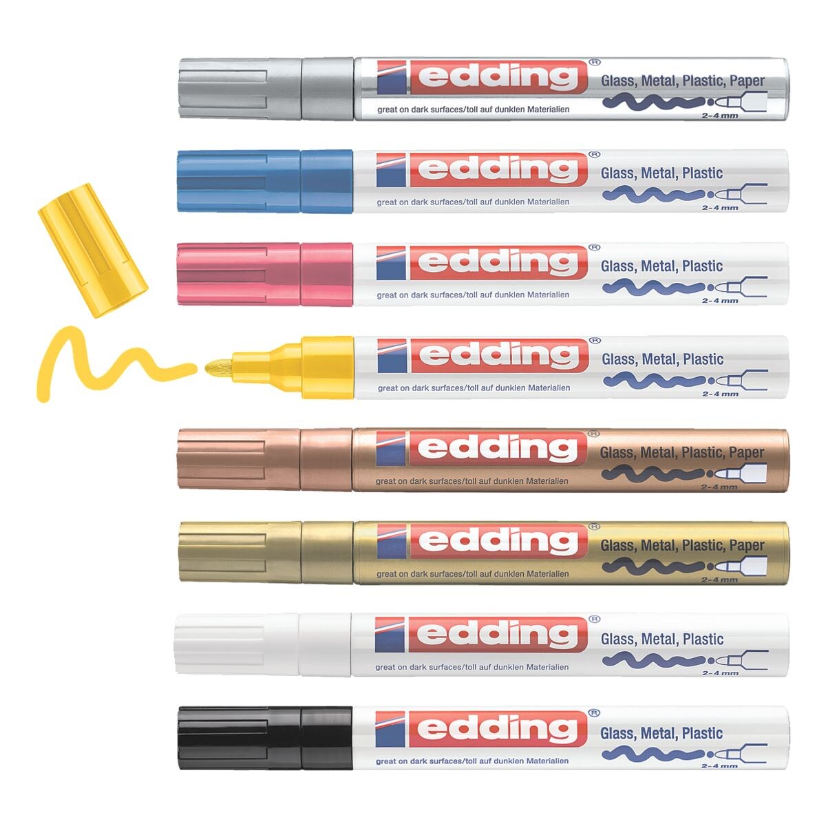 edding Lot de 8 marqueurs vernis brillants « 750 »