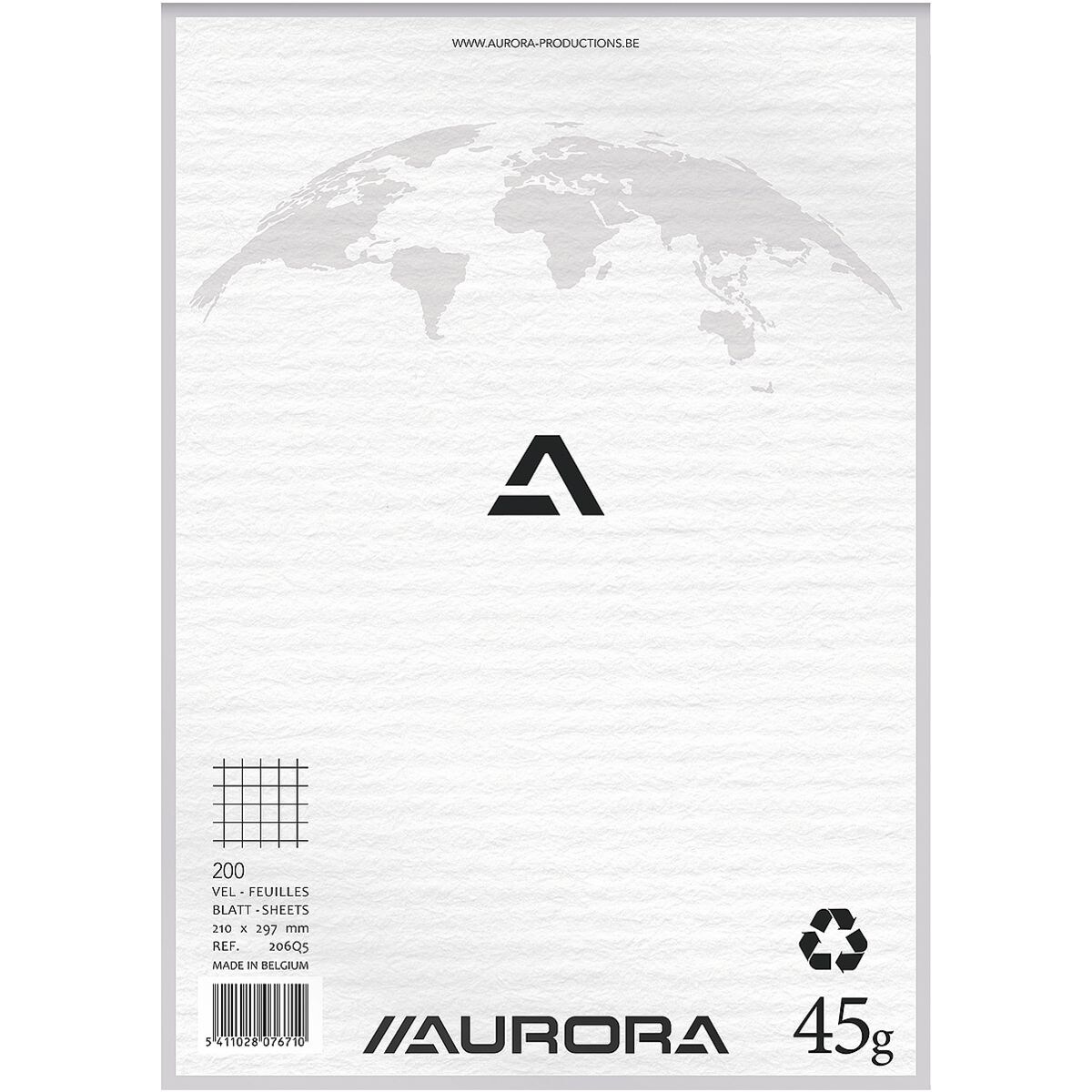Aurora bloc-notes bloc-notes papier recyclé à carreaux