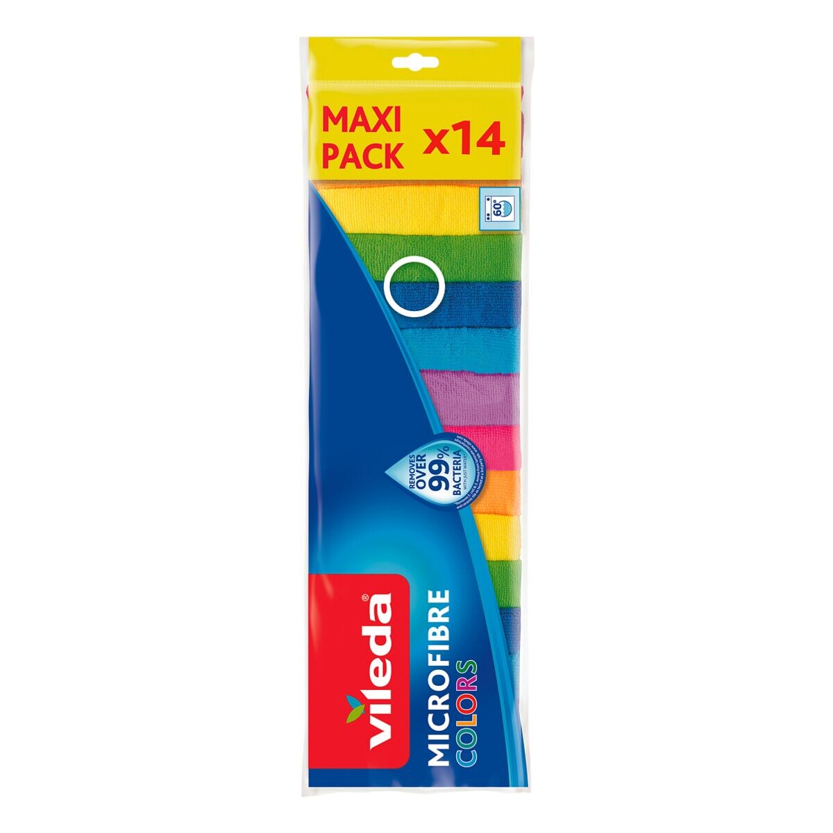 Vileda Paquet de 14 chiffons multi-usages en microfibres « Colors »