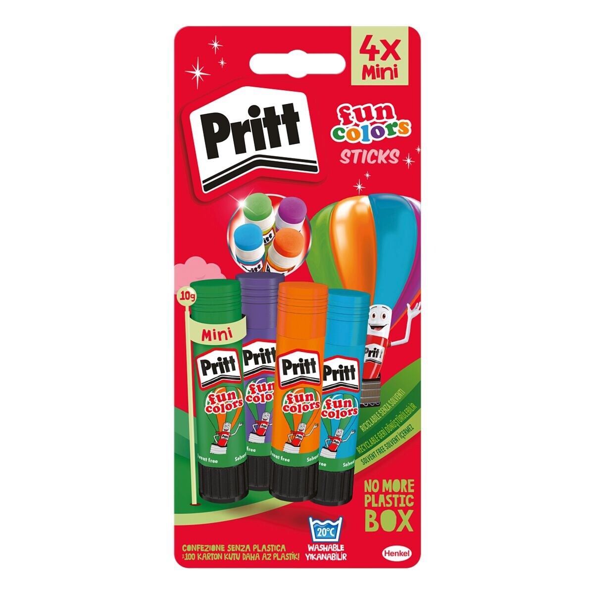 Pritt Paquet de 4 bâtons de colle « Fun Colors » 4x 10 g