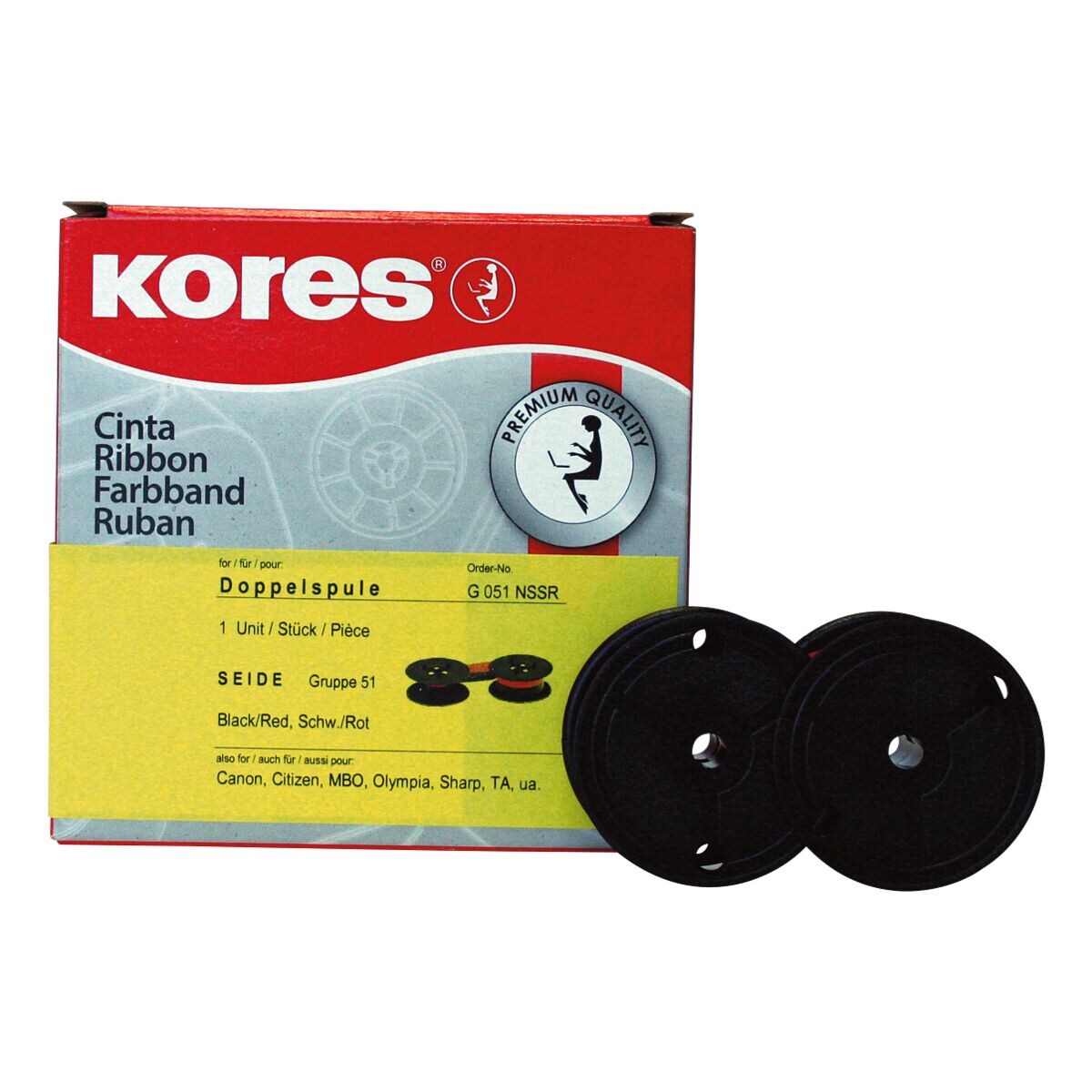 KORES Ruban encreur « G051NSSR » noir/rouge
