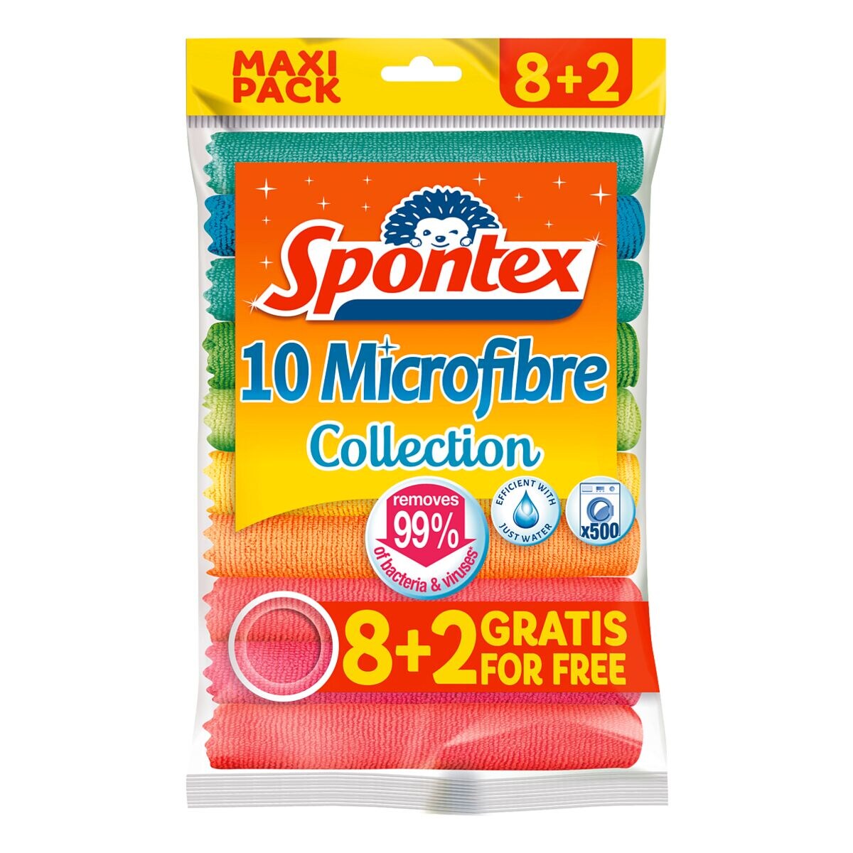Spontex Lot promotionnel de chiffons multi-usages en microfibres 8+2 « Microfibre Collection »