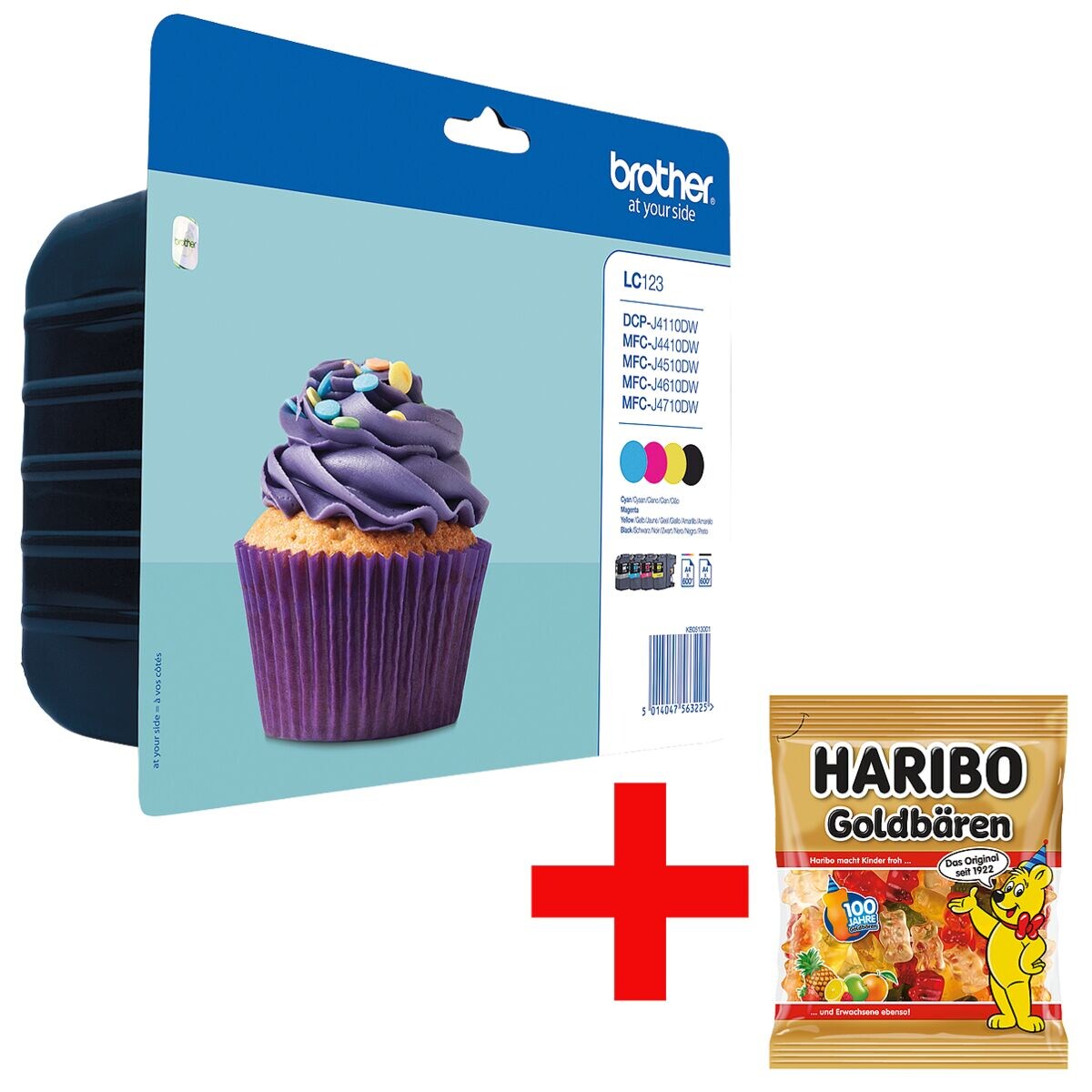 Brother Lot de cartouches d'encre « LC-123 » avec bonbons gélifiés « Oursons d'Or »
