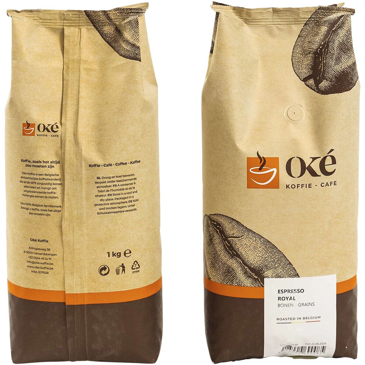 Oké Koffie Espresso Royal Café en grains 1000 g