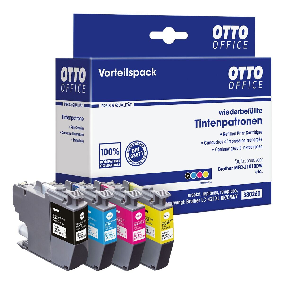 OTTO Office Lot de cartouches d'encre remplace Brother « LC421XL VAL »