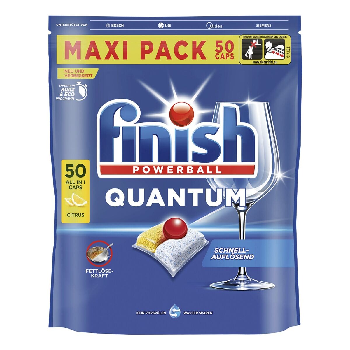 finish Pastilles pour lave-vaisselle « Quantum Citrus », 50 pièces