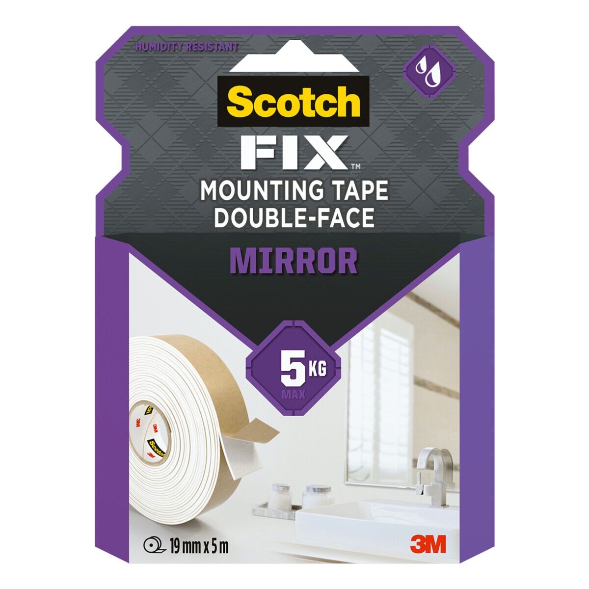 Scotch Ruban adhésif pour miroir « FIX » 19 mm/5 m