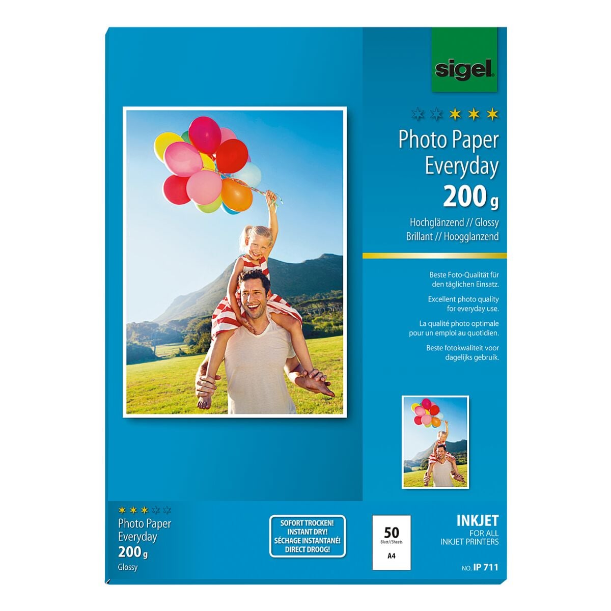 SIGEL Papier photo jet d'encre  Everyday Plus  IP711 A4 200 g/m 50 feuilles