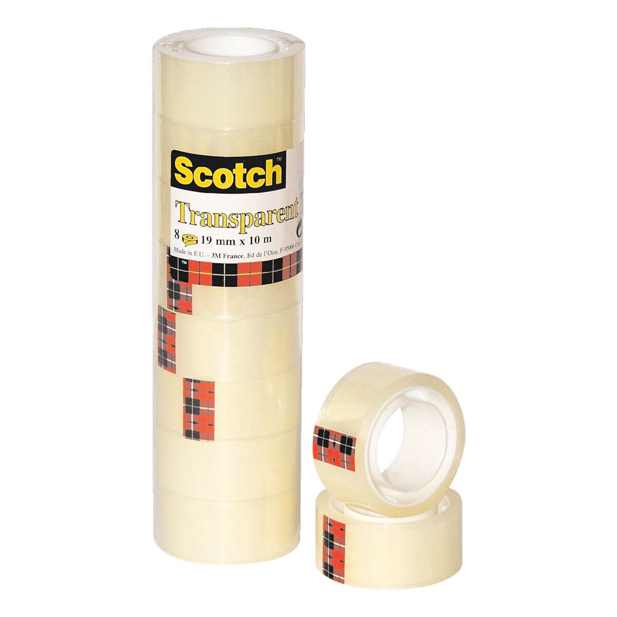 Scotch ruban adhsif 550, transparent/adhsion forte, 8 pice(s), 19 mm / 10 m