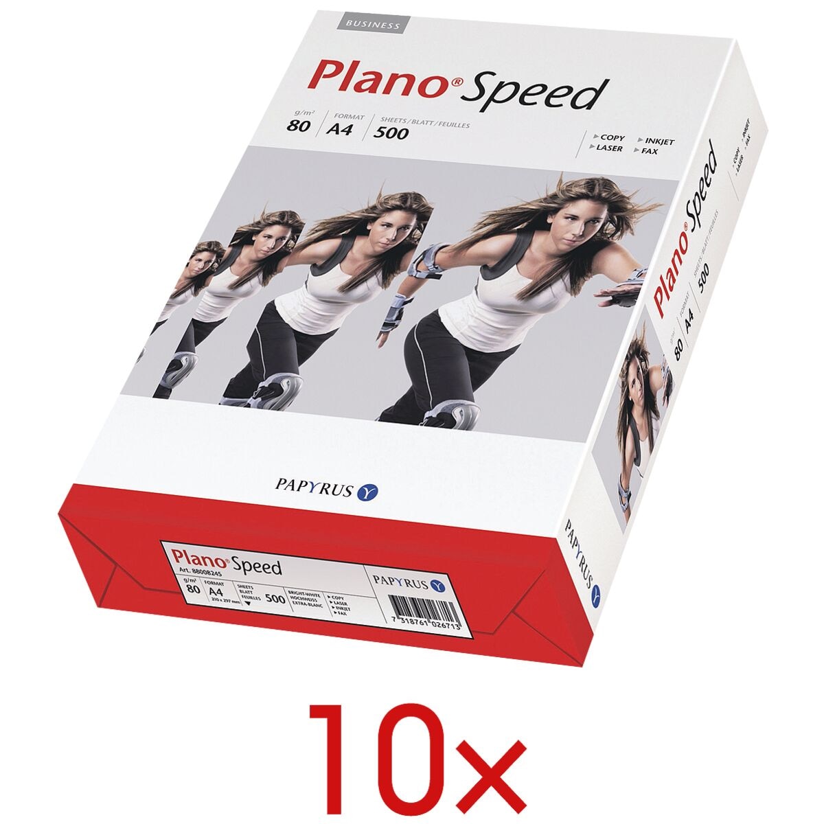 10x Papier photocopieur A4 Plano Plano Speed - 5000 feuilles au total, 80g/m²
