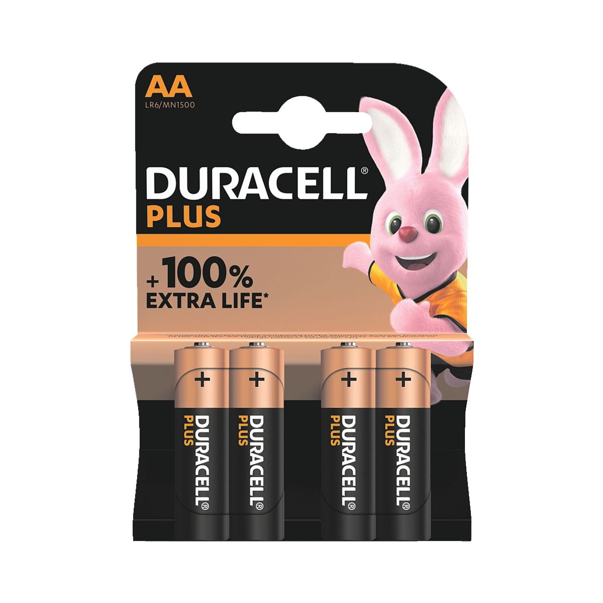 Duracell Paquet de 4 piles  Plus  Mignon / AA / LR06