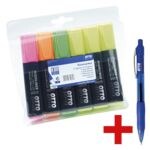 6x OTTO Office Surligneur Highliner, pointe biseaute avec Stylo roller gel