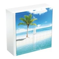 easyOffice Armoire  rideaux verrouillable, 110 x 104 cm, acier / plastique
