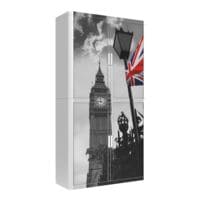 easyOffice Armoire  rideaux drapeau britannique devant le Big Ben (3120C) verrouillable, 110 x 204 cm