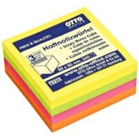 OTTO Office Bloc cube de notes repositionnables 50x50 mm  Mini  quatre couleurs fluo