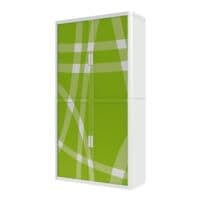 easyOffice Armoire  rideaux motif vert-blanc (1620C) verrouillable, 110 x 204 cm