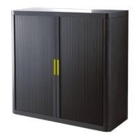 easyOffice Armoire  rideaux noire avec des poignes colores, 110 x 104 cm, verrouillable