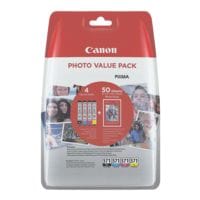 Canon Photo Value Pack : lot de cartouches  CLI-571 BK/C/M/Y  + papier photo glac Plus II