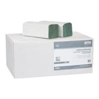 Essuie-mains en papier OTTO Office Budget simple paisseur, vert, 25 cm x 23 cm de Papier recycl avec pliage en Z - 5000 feuilles au total