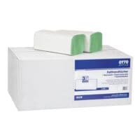 Essuie-mains en papier OTTO Office Standard 2 paisseurs, vert, 25 cm x 23 cm de Papier recycl avec pliage en Z - 3200 feuilles au total