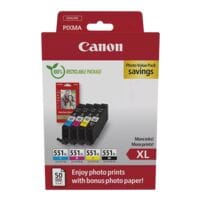 Canon Pack Photo Value : lot de cartouches d'encre  CLI-551 XL BK/C/M/Y  + papier photo brillant Plus II