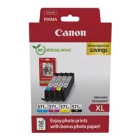 Canon Paquet Photo Value: lot de cartouches  CLI-571 XL BK/C/M/Y  + papier photo glac Plus II