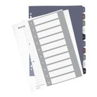 LEITZ intercalaires Style 1237, A4 extra large, 1-10 10 divisions, multicolores, plastique