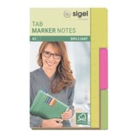SIGEL Tab marqueur Notes large 9,8 x 14,8 cm, 42 feuilles au total, couleurs assorties