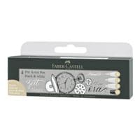Faber-Castell tui de 4 stylos tubulaires  Pitt Artist Pen  noir & blanc pour Handlettering