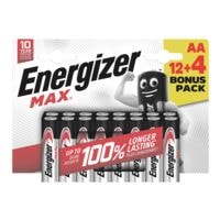 Energizer Paquet de 16 piles  Max Alkaline  Mignon / AA  paquet promotionnel 12 + 4