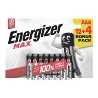 Energizer Paquet de 16 piles  Max Alkaline  Micro / AAA  paquet promotionnel 12 + 4