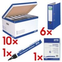 OTTO Office 10 cartons à couvercle rabattable « big » avec 6x classeur « Exclusive I » + 1x marqueur permanent et 1x chemise transparente « Standard »