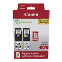 Canon Photo Value Pack : lot de cartouches d'encre  PG-560XL  et  CL-561XL  + 50 feuilles de papier photo glac Plus II