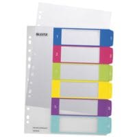 LEITZ intercalaires WOW 1242, A4 extra large, 1-6 6 divisions, blanc / onglets multicolores, plastique