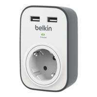 1 prise Belkin SurgeCube sans interrupteur blanc/gris