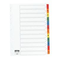 OTTO Office intercalaires, A4, 1-12 12 divisions, blanc / onglets multicolores, carton