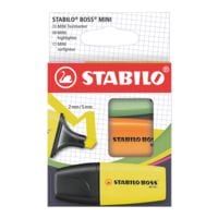 3x STABILO Surligneur Boss® Mini jaune / orange / vert, pointe biseaute
