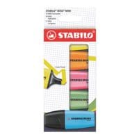 5x STABILO Surligneur Boss® Mini jaune / orange / vert / rose vif / bleu, pointe biseaute