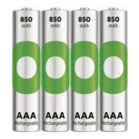 GP Batteries Paquet de 4 piles recharwieder aufladbare Akkus fr Fernbedienungen, Taschenlampen, Rauchmelder uvm., Spannung: 1,2 V, chemisches System: Nickel-Metallhydrid (Ni-MH), Batterietyp: HR03, Kapazitt: 850 mAh, Ladezyklgeables  ReCyko+  Micro / AAA / 850 mAh