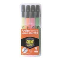 4x Artline Surligneur Supreme Shine Bright, pointe biseaute
