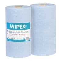 WIPEX Paquet de 2 rouleaux de chiffons de nettoyage en papier  BlueTech  bleu 2 paisseurs 38 x 36 cm (2 x 500 feuilles)