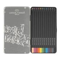 Faber-Castell Lot de 12 crayons de couleur  Black Edition  tui mtallique
